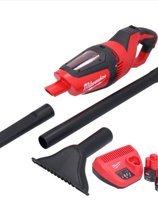 Aspirateur à batterie Milwaukee M12 HV-202 12 V + 2x batteries 2,0 Ah + chargeur