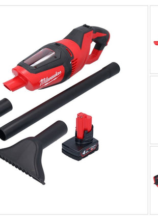 Aspirador de batería Milwaukee M12 HV-401 12 V + 1x batería 4,0 Ah - sin cargador