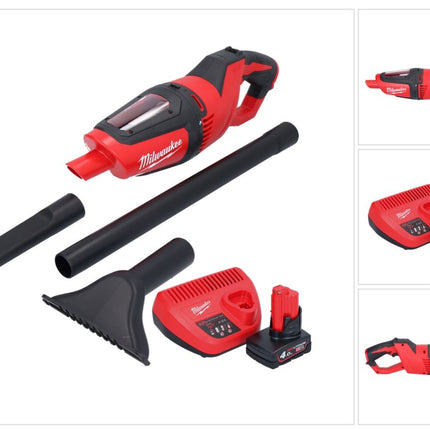 Aspirateur à batterie Milwaukee M12 HV-401 12 V + 1x batterie 4,0 Ah + chargeur