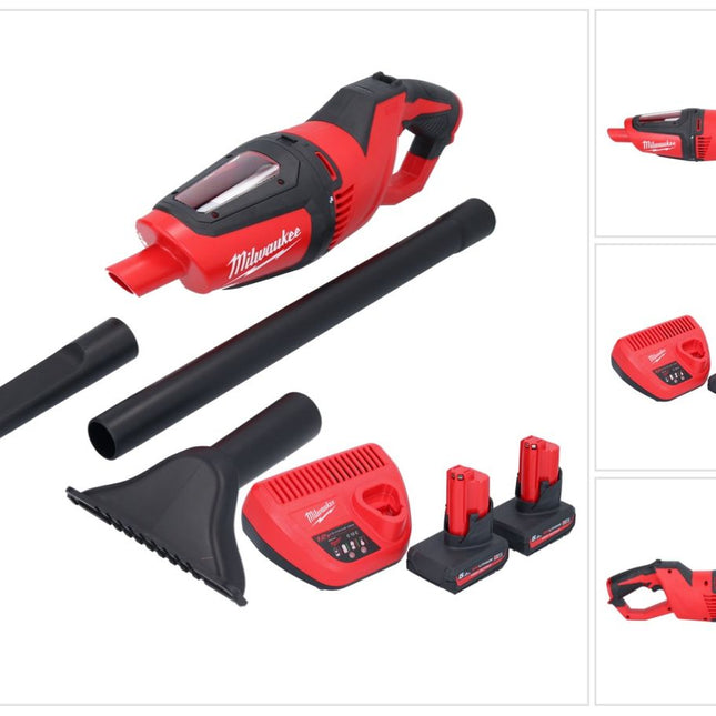 Aspirateur à batterie Milwaukee M12 HV-502 12 V + 2x batteries 5,0 Ah + chargeur