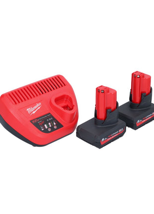 Aspirador de batería Milwaukee M12 HV-502 12 V + 2x baterías 5,0 Ah + cargador