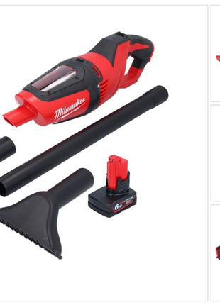 Odkurzacz akumulatorowy Milwaukee M12 HV-601 12 V + 1x akumulator 6,0 Ah + ładowarka