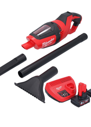 Aspirador a batería Milwaukee M12 HV-602 12 V + 2x baterías 6,0 Ah + cargador