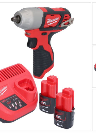 Milwaukee M12 BIW38-202 Clé à choc sans fil 12 V 135 Nm 3/8 + 2x batterie 2,0 Ah + chargeur