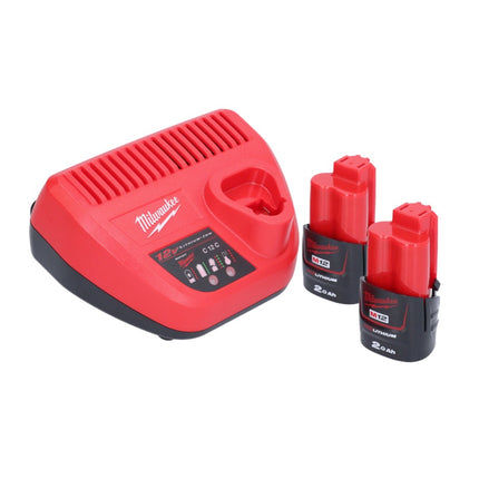 Milwaukee M12 BIW38-202C Clé à choc sans fil 12 V 135 Nm 3/8 ( 4933443899 ) + 2x batterie 2,0 Ah + chargeur + coffret