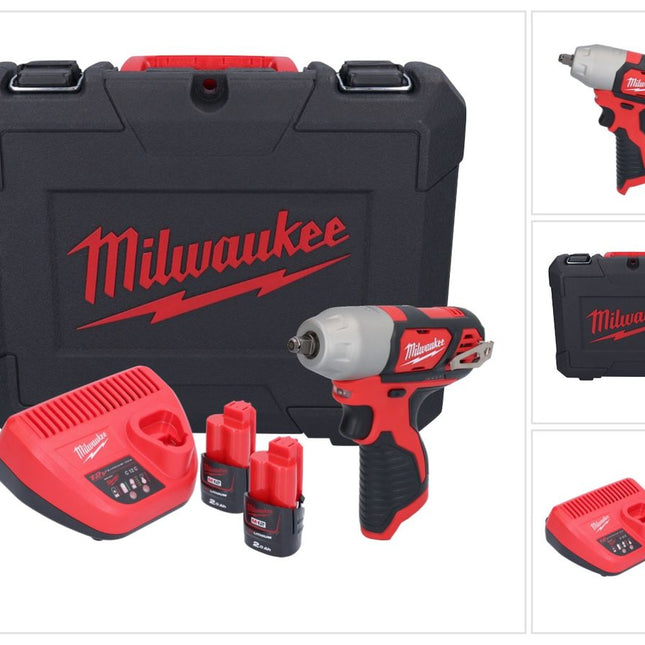 Milwaukee M12 BIW38-202C Clé à choc sans fil 12 V 135 Nm 3/8 ( 4933443899 ) + 2x batterie 2,0 Ah + chargeur + coffret