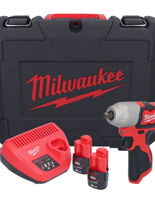 Milwaukee M12 BIW38-202C Clé à choc sans fil 12 V 135 Nm 3/8 ( 4933443899 ) + 2x batterie 2,0 Ah + chargeur + coffret