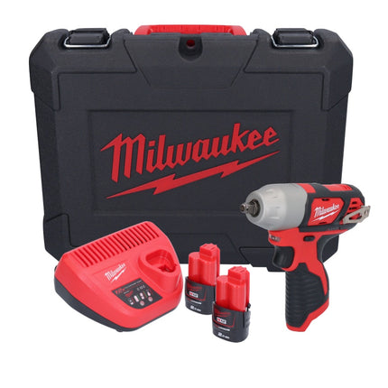 Milwaukee M12 BIW38-202C Clé à choc sans fil 12 V 135 Nm 3/8 ( 4933443899 ) + 2x batterie 2,0 Ah + chargeur + coffret