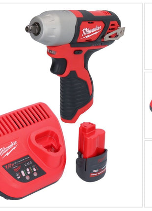 Milwaukee M12 BIW38-251 Clé à choc sans fil 12 V 135 Nm 3/8 + 1x batterie 2,5 Ah + chargeur