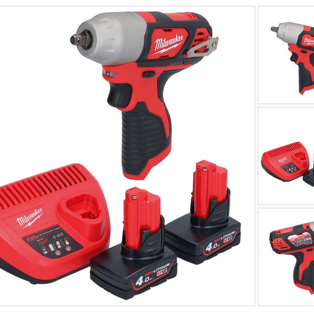 Milwaukee M12 BIW38-402 Clé à choc sans fil 12 V 135 Nm 3/8 + 2x batterie 4,0 Ah + chargeur
