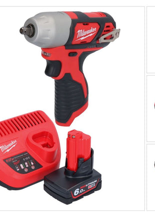 Milwaukee M12 BIW38-601 Clé à choc sans fil 12 V 135 Nm 3/8 + 1x batterie 6,0 Ah + chargeur