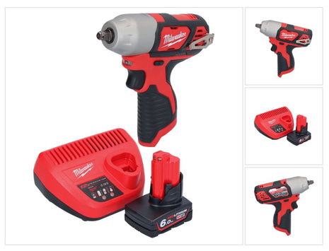 Milwaukee M12 BIW38-601 Akku Schlagschrauber 12 V 135 Nm 3/8˝ + 1x Akku 6,0 Ah + Ladegerät