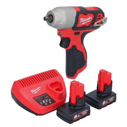 Milwaukee M12 BIW38-602 Clé à choc sans fil 12 V 135 Nm 3/8 + 2x batterie 6,0 Ah + chargeur