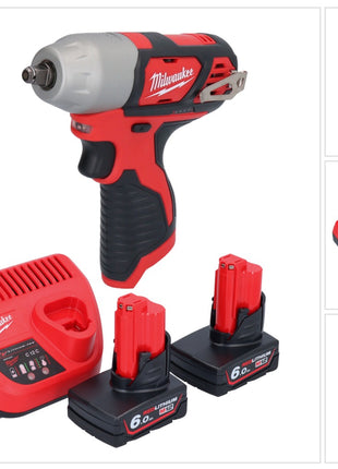 Milwaukee M12 BIW38-602 Clé à choc sans fil 12 V 135 Nm 3/8 + 2x batterie 6,0 Ah + chargeur