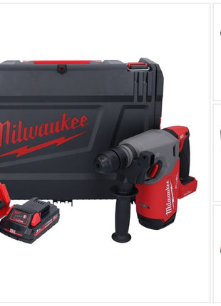 Marteau combiné à batterie Milwaukee M18 ONEFHX-301X 18 V 2,5 J SDS-Plus brushless + 1x batterie 3,0 Ah + chargeur + boîtier HD