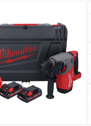 Marteau combiné à batterie Milwaukee M18 ONEFHX-302X 18 V 2,5 J SDS-Plus brushless + 2x batteries 3,0 Ah + chargeur + boîtier HD