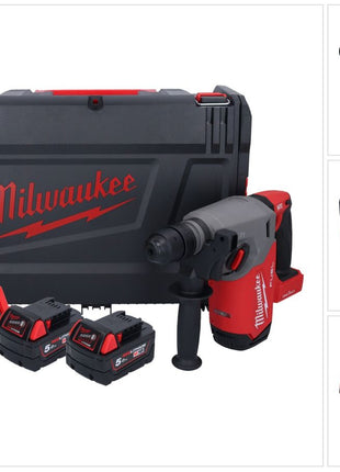 Milwaukee M18 ONEFHX-502X marteau combiné sans fil 18 V 2,5 J SDS-Plus Brushless + 2x batterie 5,0 Ah + chargeur + HD-Box