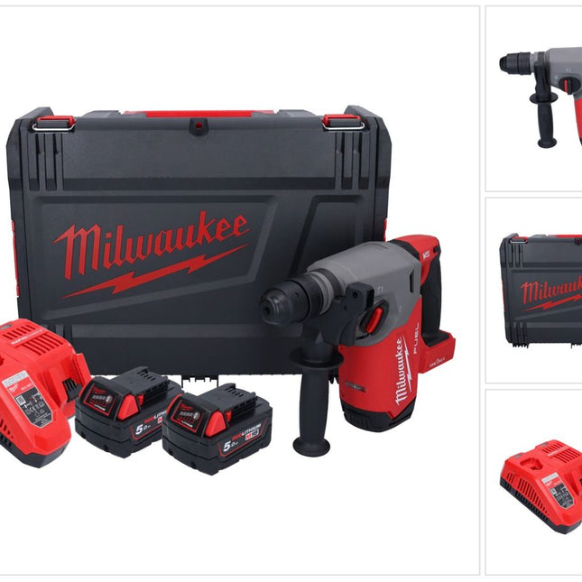 Milwaukee M18 ONEFHX-502X marteau combiné sans fil 18 V 2,5 J SDS-Plus Brushless + 2x batterie 5,0 Ah + chargeur + HD-Box