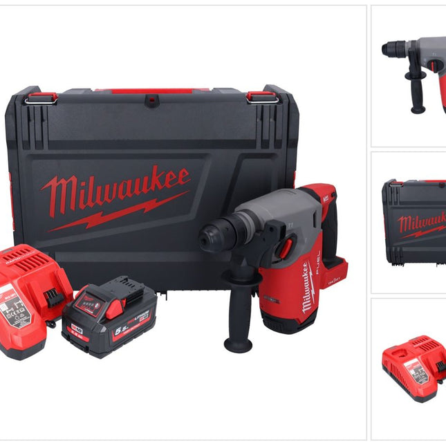 Milwaukee M18 ONEFHX-551X marteau combiné sans fil 18 V 2,5 J SDS-Plus Brushless + 1x batterie 5,5 Ah + chargeur + HD-Box