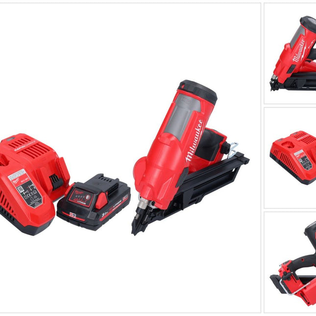 Cloueur à batterie Milwaukee M18 FFN-301 18 V 50 - 90 mm sans balais + 1x batterie 3,0 Ah + chargeur