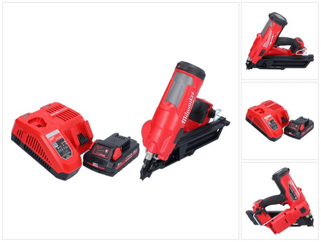 Milwaukee M18 FFN-301 gwoździarka akumulatorowa 18 V 50 - 90 mm bezszczotkowa + 1x akumulator 3,0 Ah + ładowarka