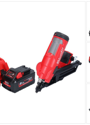 Clavadora a batería Milwaukee M18 FFN-801 18 V 50 - 90 mm sin escobillas + 1x batería 8,0 Ah + cargador