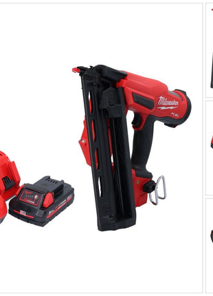 Cloueur à batterie Milwaukee M18 FN16GA-301 18 V 32 - 64 mm sans balais + 1x batterie 3,0 Ah + chargeur