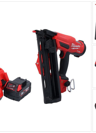 Milwaukee M18 FN16GA-501 Cordless nailer 18 V 32 - 64 mm brushless + 1x rechargeable battery 5.0 Ah + charger