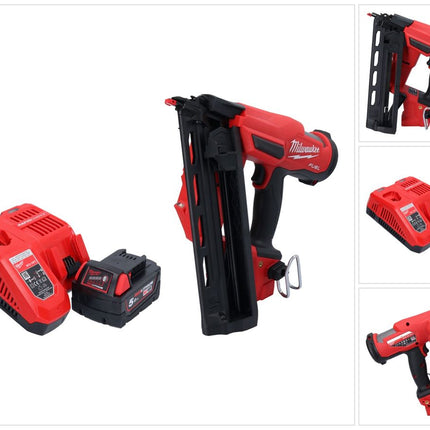 Milwaukee M18 FN16GA-501 cloueur sans fil 18 V 32 - 64 mm Brushless + 1x batterie 5,0 Ah + kit chargeur