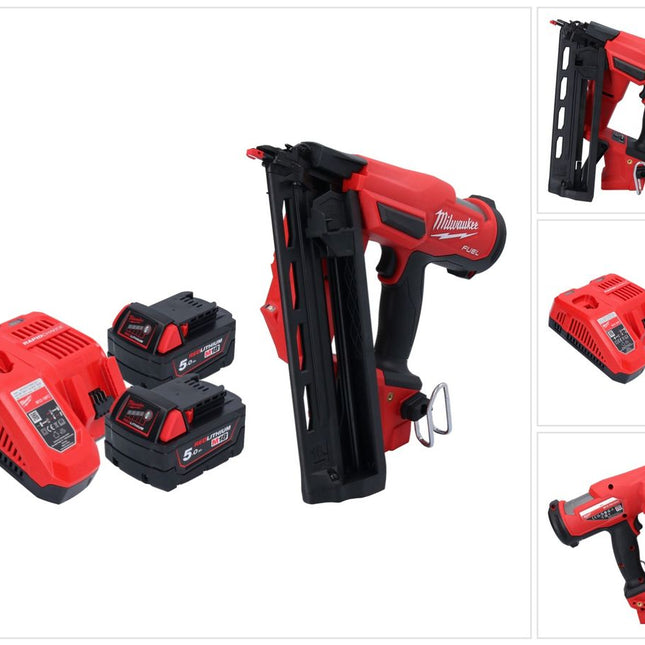 Milwaukee M18 FN16GA-502 cloueur sans fil 18 V 32 - 64 mm Brushless + 2x batterie 5,0 Ah + kit chargeur