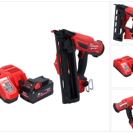 Milwaukee M18 FN16GA-801 Cloueur sans fil 18 V 32 - 64 mm Brushless + 1x batterie 8,0 Ah + chargeur