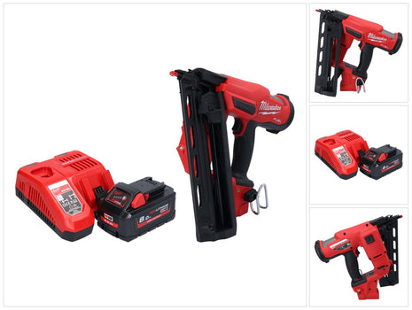 Milwaukee M18 FN16GA-801 Cloueur sans fil 18 V 32 - 64 mm Brushless + 1x batterie 8,0 Ah + chargeur