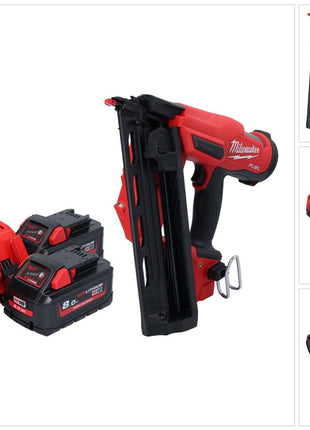 Milwaukee M18 FN16GA-802 Cloueur sans fil 18 V 32 - 64 mm Brushless + 2x batterie 8,0 Ah + chargeur