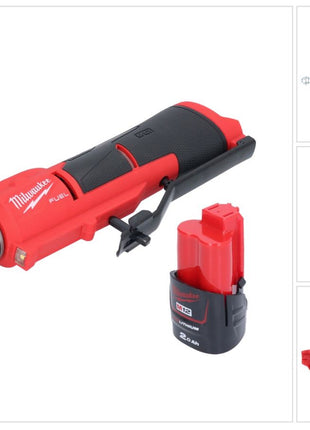 Milwaukee M12 FTB-201 Ponceuse à pneu sans fil 12 V 7/16'' Hex Brushless + 1x batterie 2,0 Ah - sans chargeur