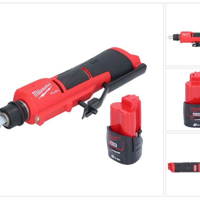 Milwaukee M12 FTB-201 Ponceuse à pneu sans fil 12 V 7/16'' Hex Brushless + 1x batterie 2,0 Ah - sans chargeur