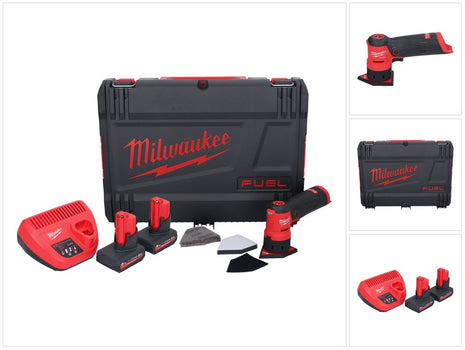 Amoladora puntual de batería Milwaukee M12 FDSS-502X 12 V 88,8 x 63,5 mm sin escobillas + 2x batería 5,0 Ah + cargador + caja HD