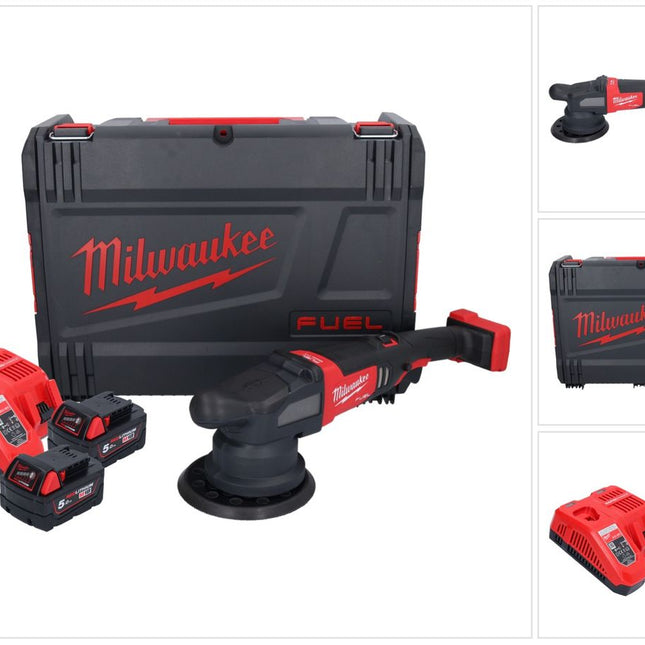 Polisseuse excentrique sur batterie Milwaukee M18 FROP21-502X 18 V 150 mm (4933478837) brushless + 2x batterie 5,0 Ah + chargeur + boîtier HD