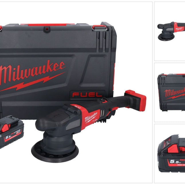 Polisseuse excentrique sur batterie Milwaukee M18 FROP21-551X 18 V 150 mm brushless + 1x batterie 5,5 Ah + boîtier HD - sans chargeur