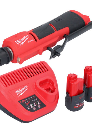 Milwaukee M12 FTB-252 Ponceuse à pneu sans fil 12 V 7/16'' Hex Brushless + 2x batterie 2,5 Ah + chargeur