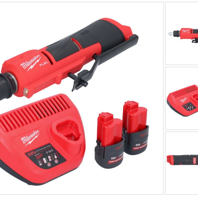 Milwaukee M12 FTB-252 Gommeuse de pneus sans fil 12 V 7/16" Hex Brushless + 2x batterie 2,5 Ah + chargeur
