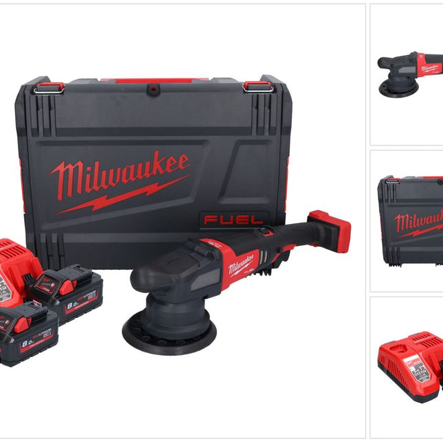 Polisseuse excentrique sur batterie Milwaukee M18 FROP21-802X 18 V 150 mm brushless + 2x batteries 8,0 Ah + chargeur + boîtier HD