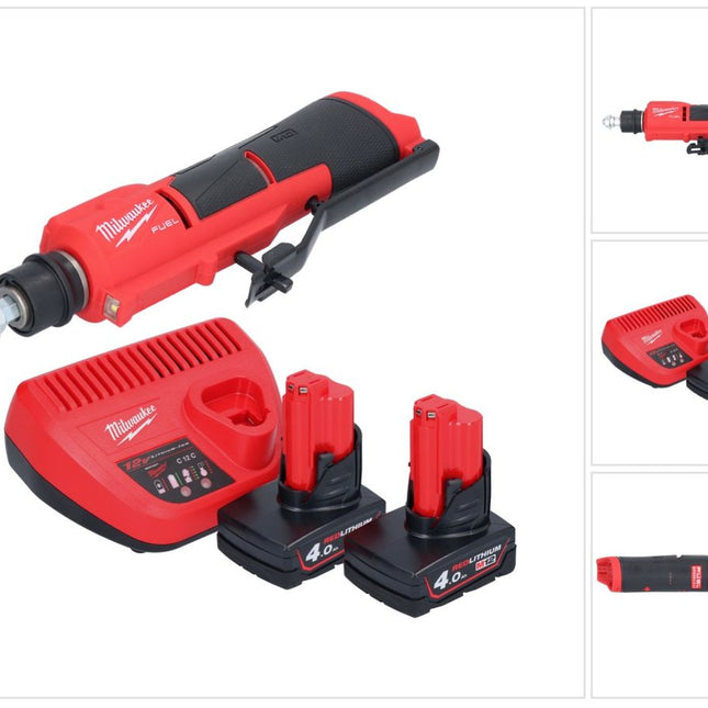 Milwaukee M12 FTB-402 Ponceuse à pneu sans fil 12 V 7/16'' Hex Brushless + 2x batterie 4,0 Ah + chargeur