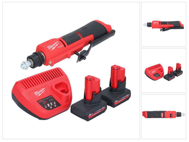 Milwaukee M12 FTB-502 Ponceuse à pneu sans fil 12 V 7/16" Hex Brushless + 2x batterie 5,0 Ah + chargeur