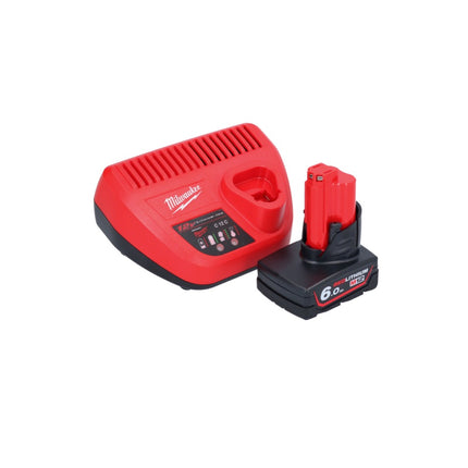 Milwaukee M12 FTB-601 Ponceuse de pneus sans fil 12 V 7/16'' Hex Brushless +1x batterie 6,0 Ah + chargeur