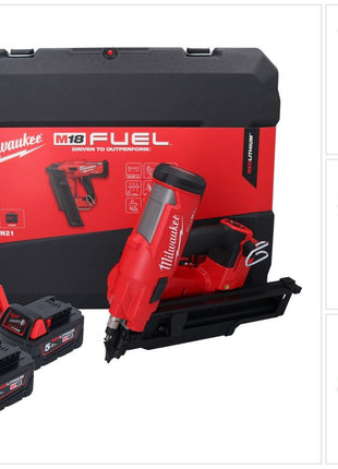 Milwaukee M18 FFN21-502C cloueur sans fil 18 V 50 - 90 mm Brushless + 2x batterie 5,0 Ah + chargeur + valise