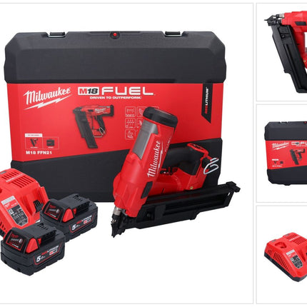 Milwaukee M18 FFN21-502C cloueur sans fil 18 V 50 - 90 mm Brushless + 2x batterie 5,0 Ah + chargeur + valise