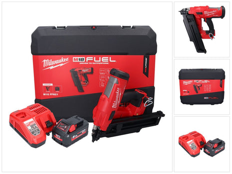 Milwaukee M18 FFN21-551C cloueur sans fil 18 V 50 - 90 mm Brushless + 1x batterie 5,5 Ah + chargeur + valise