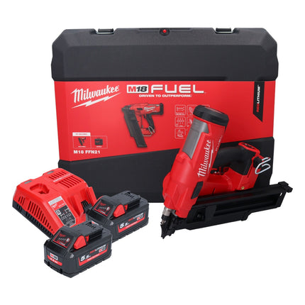 Milwaukee M18 FFN21-552C cloueur sans fil 18 V 50 - 90 mm Brushless + 2x batterie 5,5 Ah + chargeur + valise
