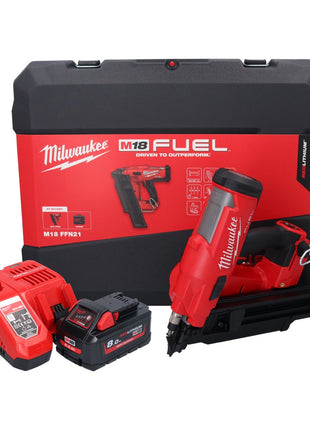 Milwaukee M18 FFN21-801C Cloueur sans fil 18 V 50 - 90 mm Brushless + 1x batterie 8,0 Ah + chargeur + coffret