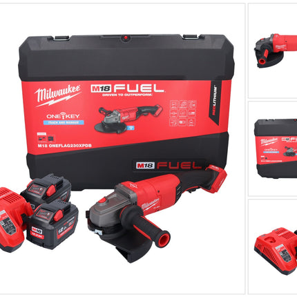 Meuleuse d'angle sur batterie Milwaukee M18 ONEFLAG230XPDB-122C 18 V 230 mm (4933478783) brushless + 2x batterie 12 Ah + chargeur + boîtier HD